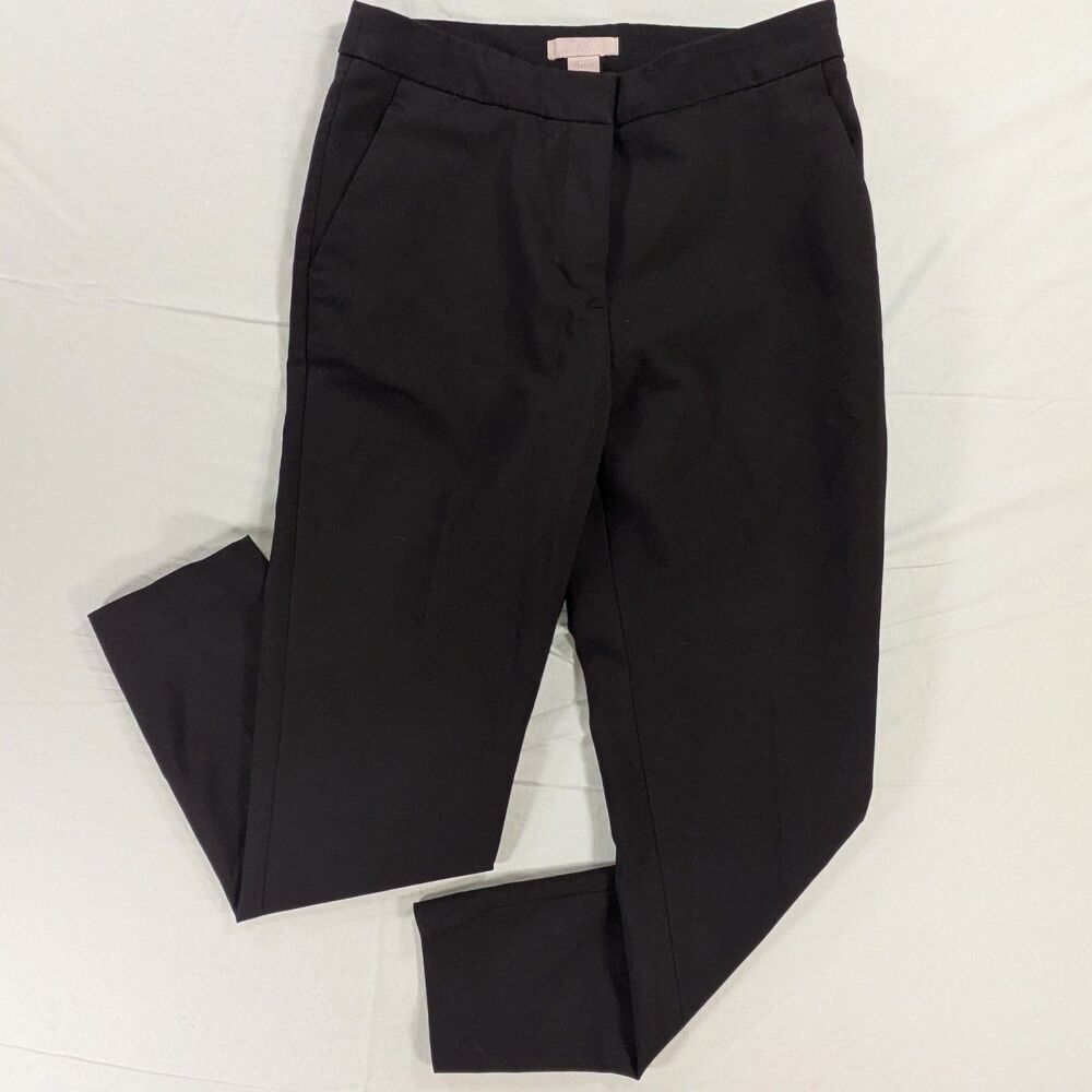H & M Womens Slim Tapered Leg Dress Pants Mid Rise Regular Fit Black Size 2